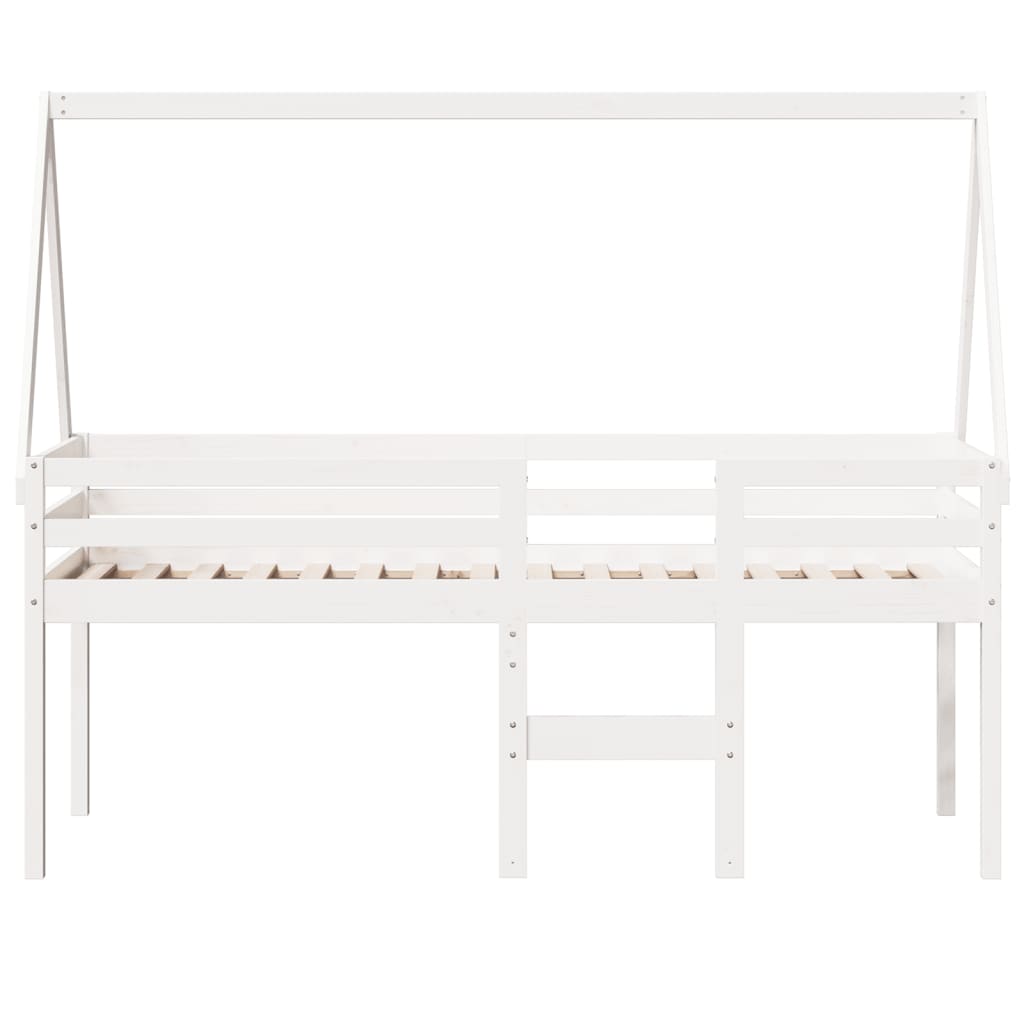 Letto a Soppalco con Tetto Bianco 90x200 cm in Legno di Pino 3282093