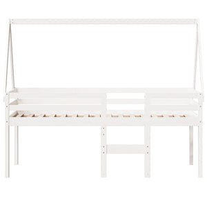 Letto a Soppalco con Tetto Bianco 90x200 cm in Legno di Pino 3282093