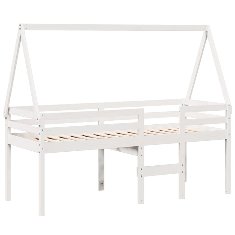 Letto a Soppalco con Tetto Bianco 80x200 cm in Legno di Pino 3282096