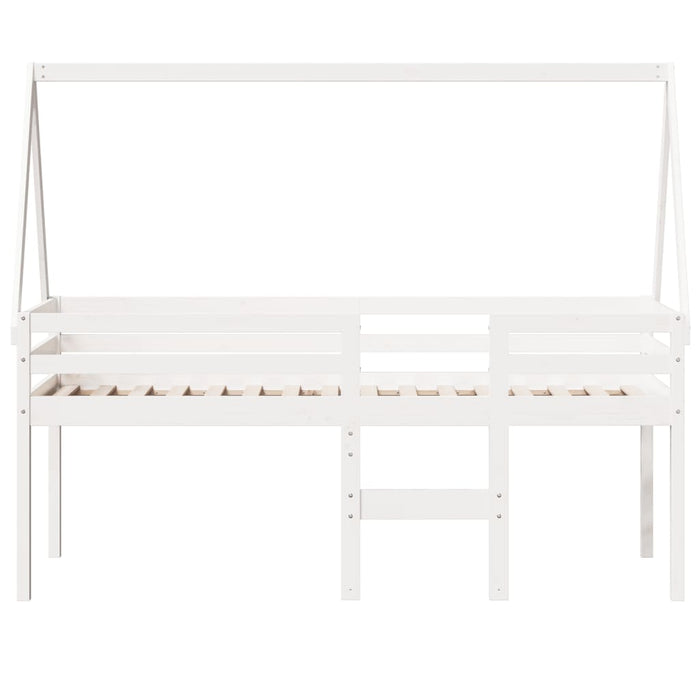 Letto a Soppalco con Tetto Bianco 80x200 cm in Legno di Pino 3282096