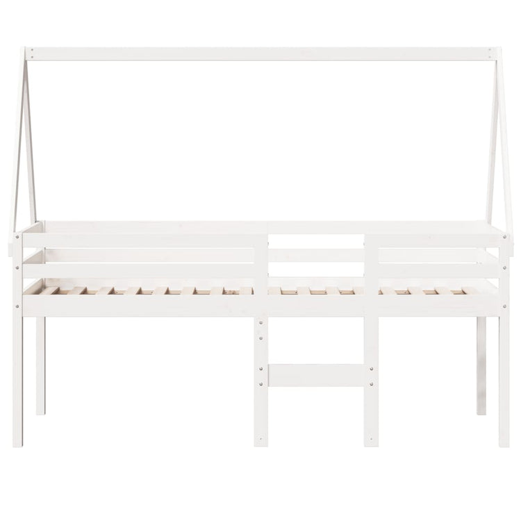 Letto a Soppalco con Tetto Bianco 80x200 cm in Legno di Pino 3282096