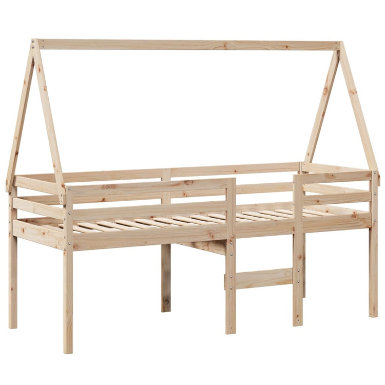 Letto a Soppalco con Tetto 90x190 cm Legno Massello di Pino 3282098