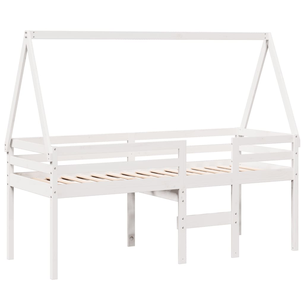 Letto a Soppalco con Tetto Bianco 90x190 cm in Legno di Pino 3282099