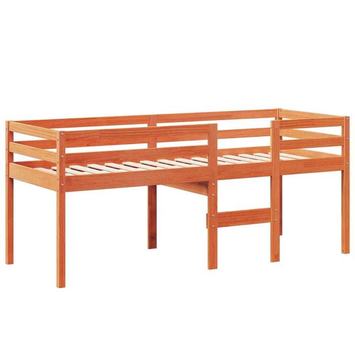 Letto a Soppalco con Tetto Cera 90x190cm Legno Massello di Pino 3282100