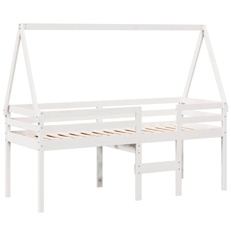 Letto a Soppalco con Tetto Bianco 75x190 cm in Legno di Pino 3282102