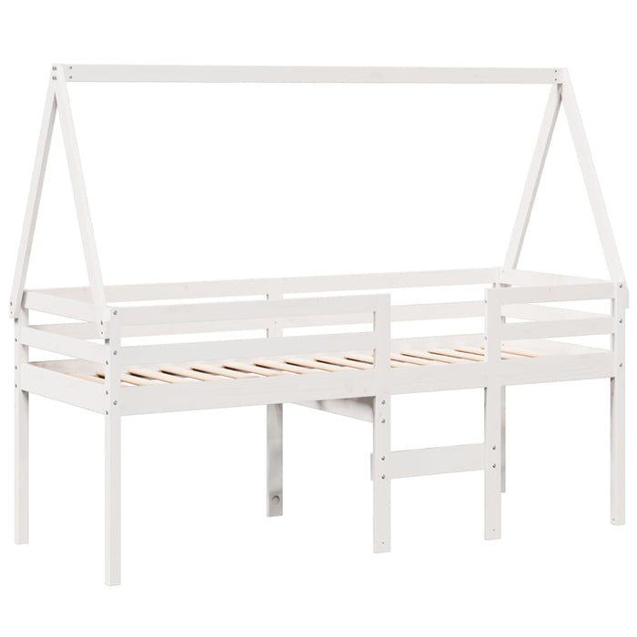 Letto a Soppalco con Tetto Bianco 75x190 cm in Legno di Pino 3282102