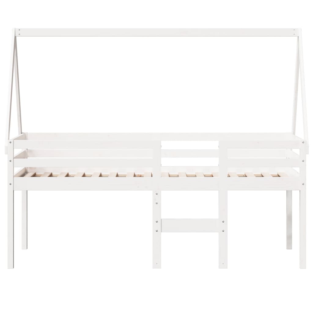 Letto a Soppalco con Tetto Bianco 75x190 cm in Legno di Pino 3282102