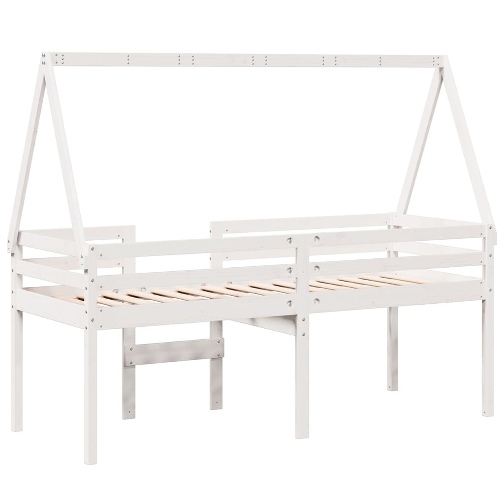 Letto a Soppalco con Tetto Bianco 75x190 cm in Legno di Pino 3282102