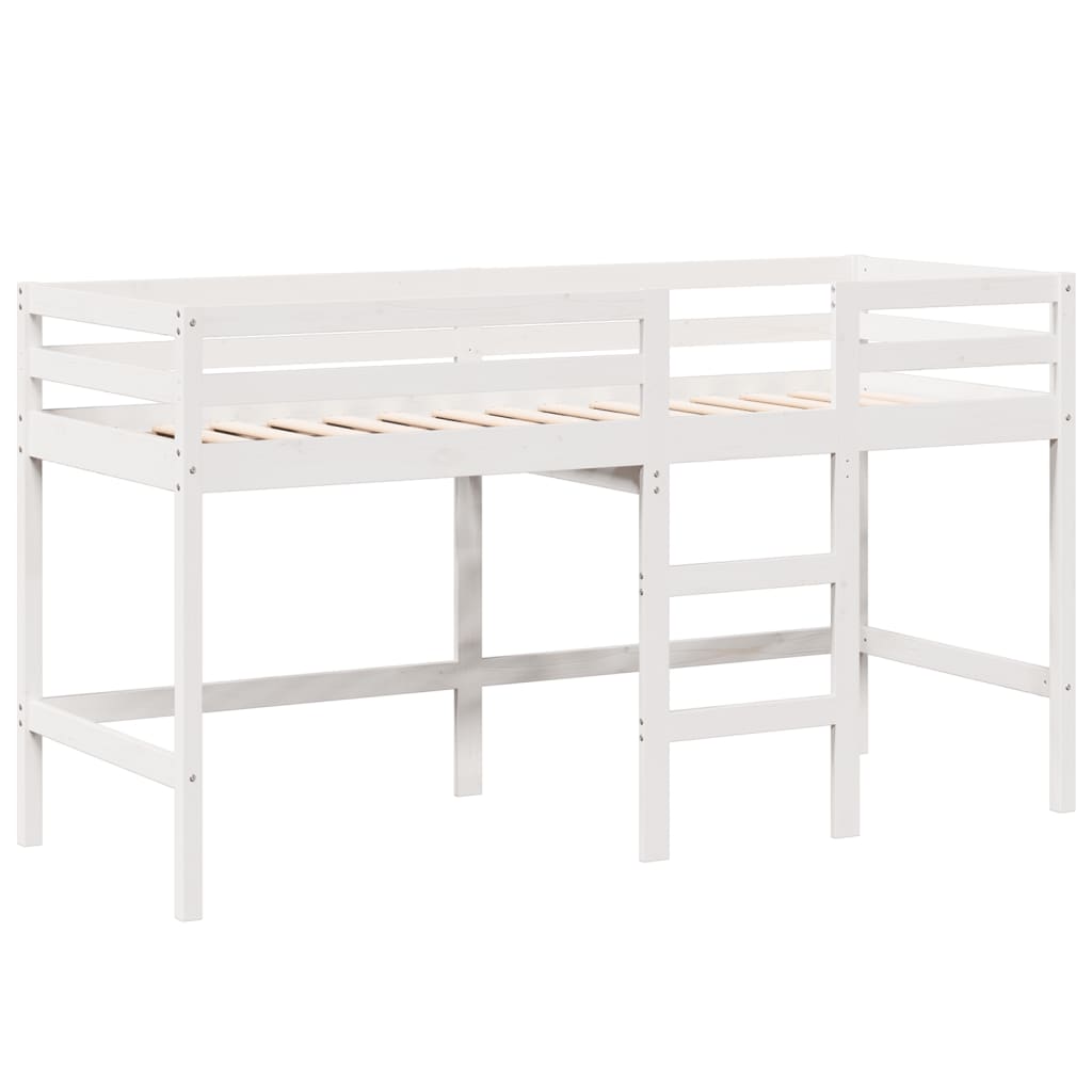 Letto Soppalco con Scala e Tetto Bianco 90x200 cm Massello Pino 3282105