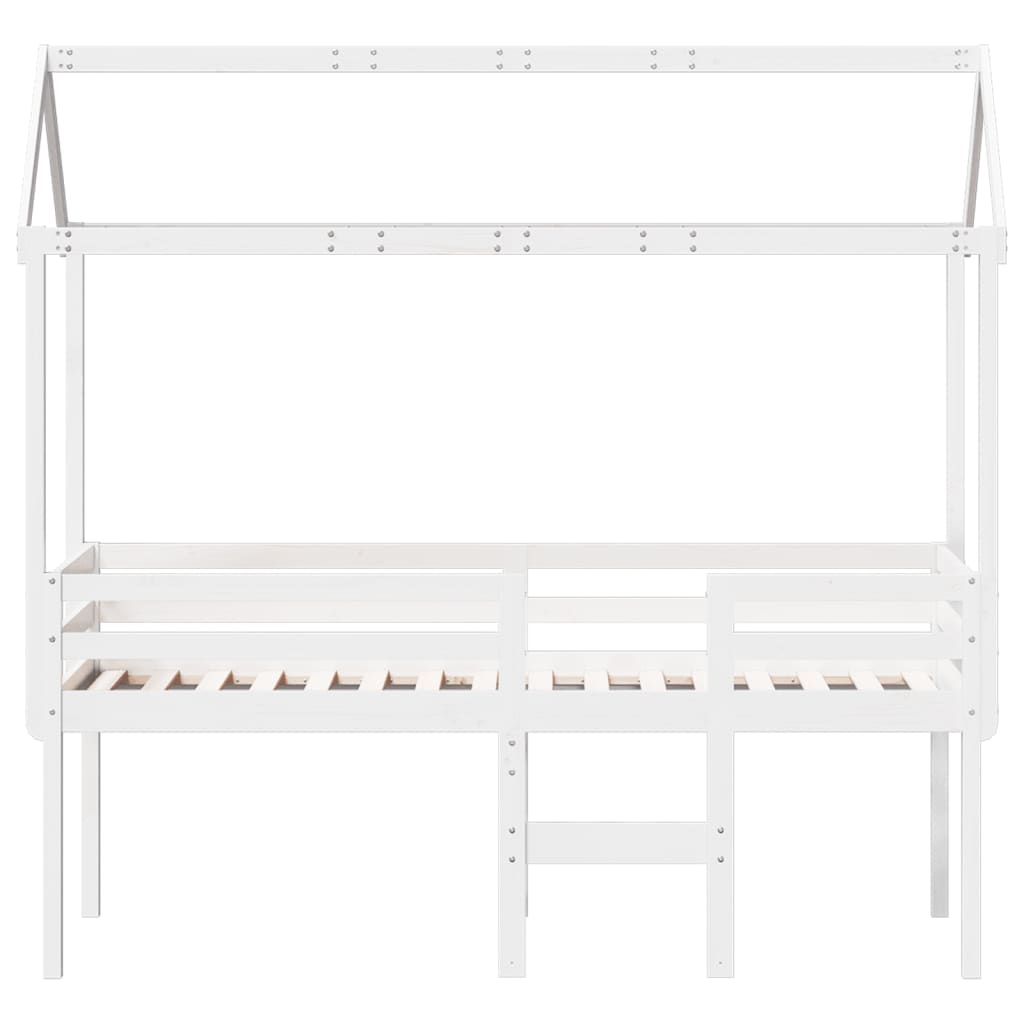 Letto a Soppalco con Tetto Bianco 90x200 cm in Legno di Pino 3282133