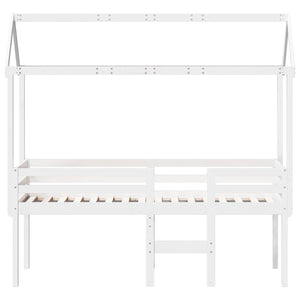 Letto a Soppalco con Tetto Bianco 90x190 cm in Legno di Pino 3282139