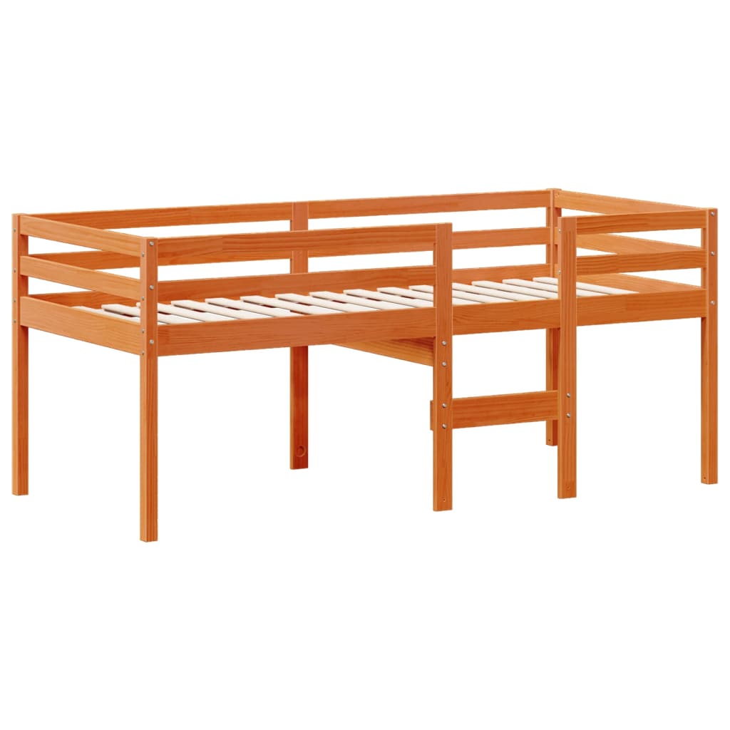 Letto a Soppalco con Tetto Cera 90x190cm Legno Massello di Pino 3282140