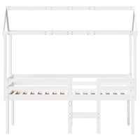 Letto a Soppalco con Tetto Bianco 75x190 cm in Legno di Pino 3282142