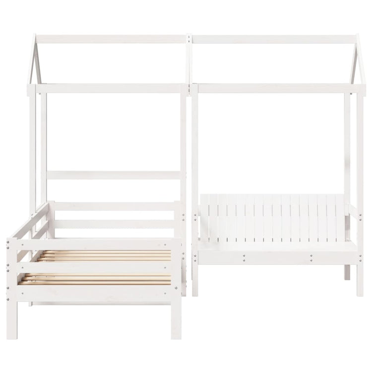 Set Dormeuse e Panca con Tetto Bianco 90x190cm Massello Pino 3282193