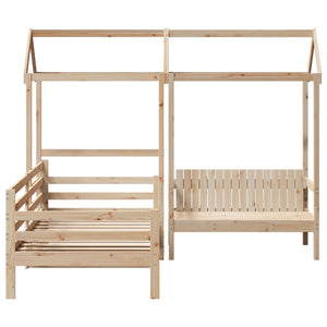 Set Dormeuse e Panca con Tetto 90x200cm Legno Massello di Pino 3282208