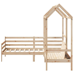 Set Dormeuse e Panca con Tetto 90x200cm Legno Massello di Pino 3282208