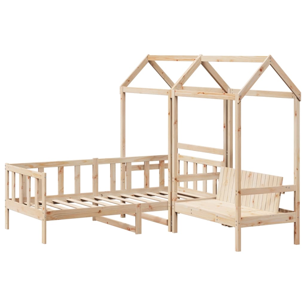 Set Dormeuse e Panca con Tetto 80x200cm Legno Massello di Pino 3282218