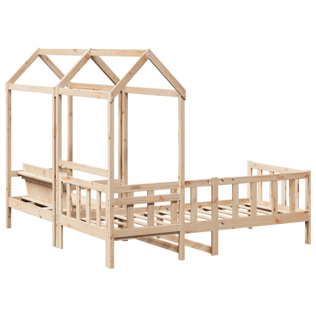 Set Dormeuse e Panca con Tetto 90x190cm Legno Massello di Pino 3282220