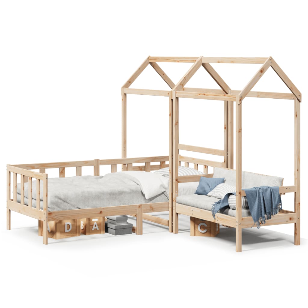 Set Dormeuse e Panca con Tetto 90x190cm Legno Massello di Pino 3282220