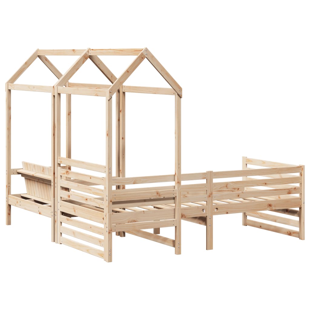 Set Dormeuse e Panca con Tetto 90x200cm Legno Massello di Pino 3282228