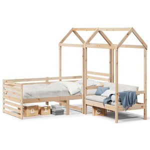 Set Dormeuse e Panca con Tetto 90x200cm Legno Massello di Pino 3282228