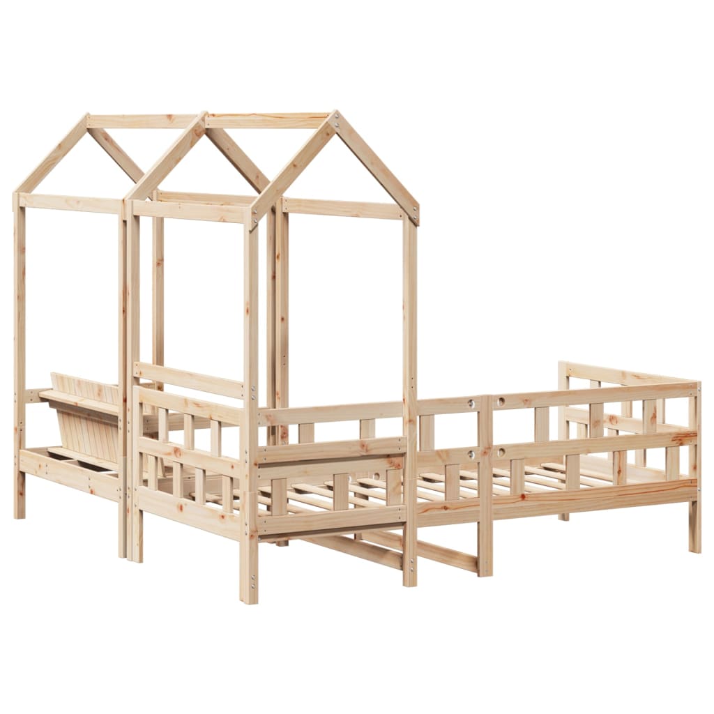 Set Dormeuse con Tetto 90x200cm Legno Massello di Pino 3282243