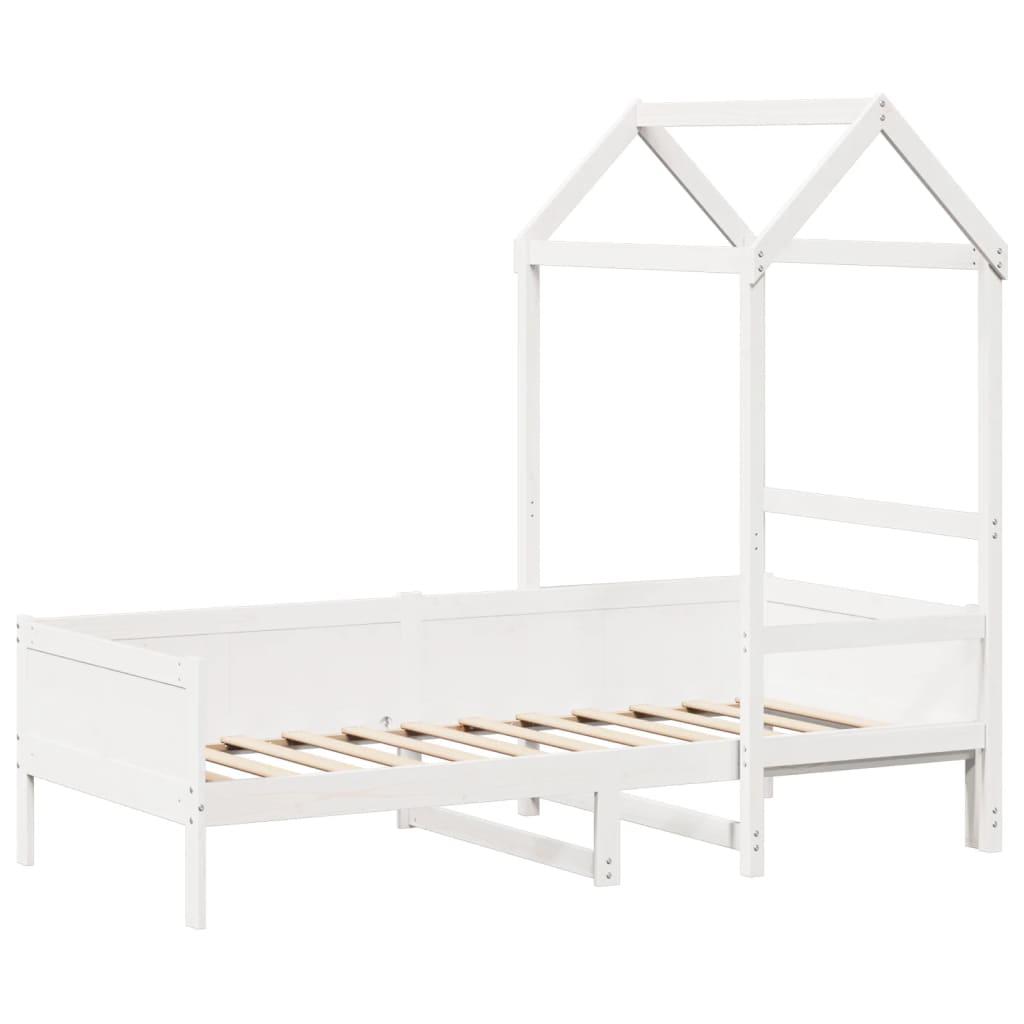 Dormeuse con Tetto 90x190 cm Bianco in Legno Massello di Pino 3282257