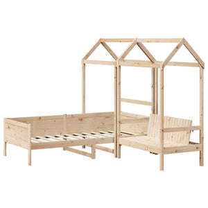 Set Dormeuse e Panca con Tetto 90x190cm Legno Massello di Pino 3282262