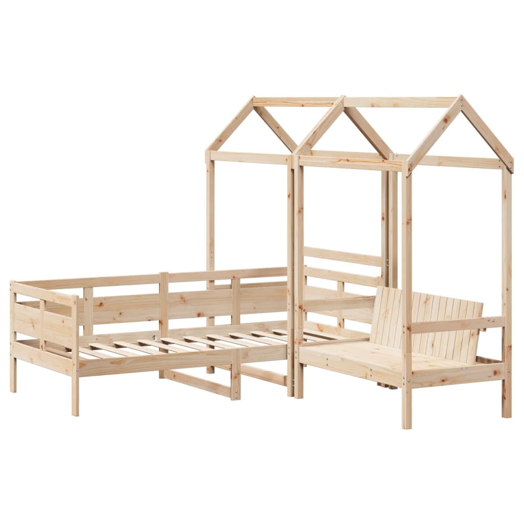 Set Dormeuse e Panca con Tetto 90x200cm Legno Massello di Pino 3282294