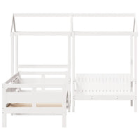 Set Dormeuse e Panca con Tetto Bianco 90x190cm Massello Pino 3282299