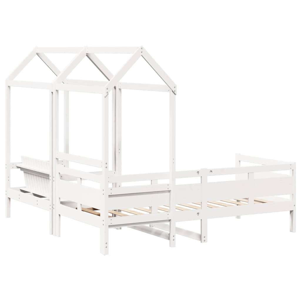 Set Dormeuse e Panca con Tetto Bianco 90x190cm Massello Pino 3282299