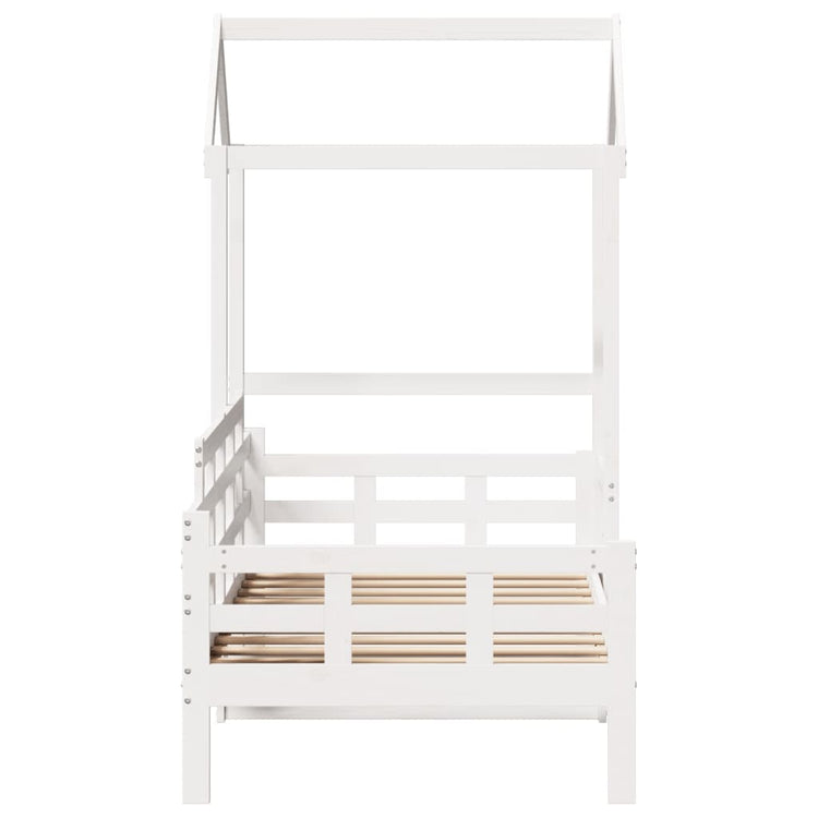 Dormeuse con Tetto 90x190 cm Bianco in Legno Massello di Pino 3282305