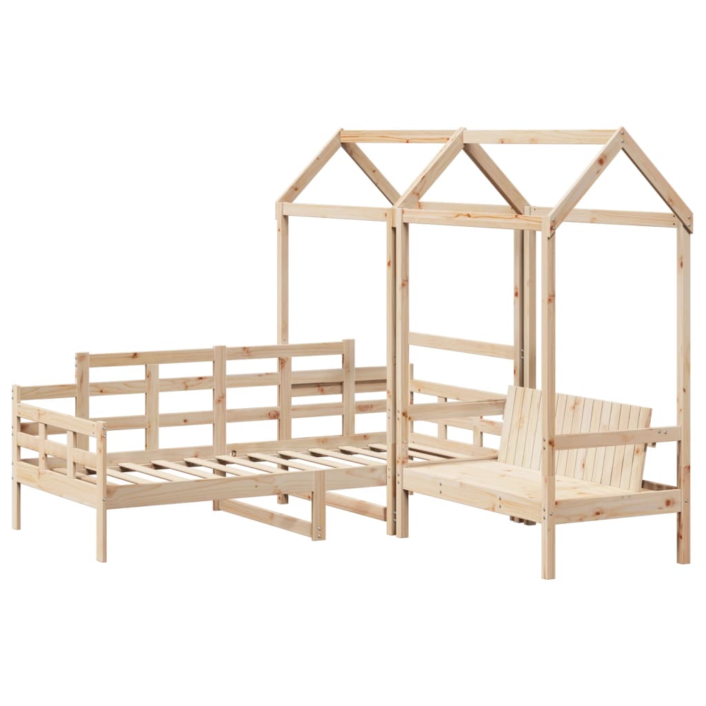 Set Dormeuse e Panca con Tetto 90x200cm Legno Massello di Pino 3282306