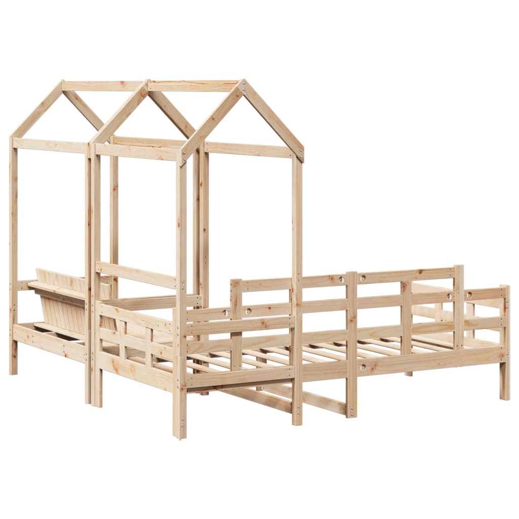 Set Dormeuse e Panca con Tetto 80x200cm Legno Massello di Pino 3282308