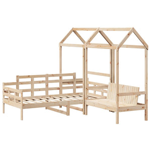 Set Dormeuse e Panca con Tetto 90x190cm Legno Massello di Pino 3282310