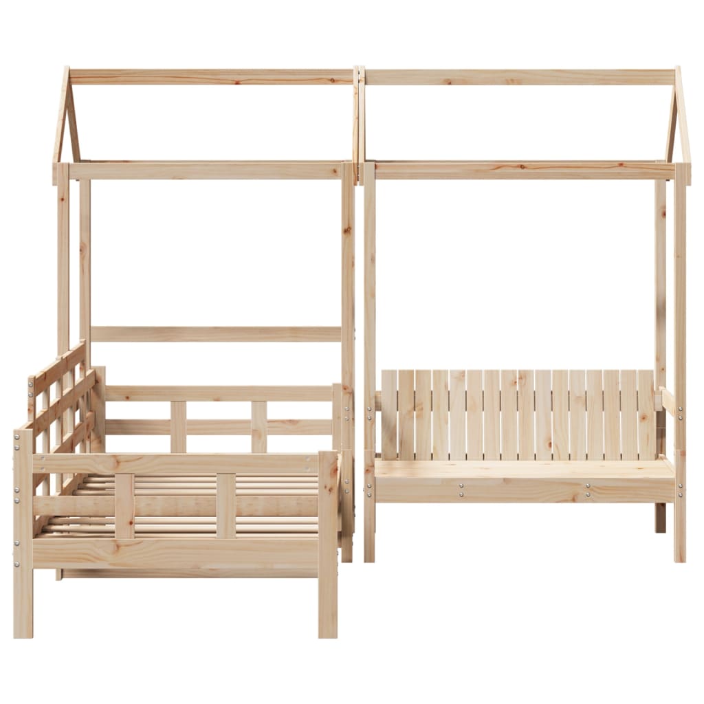 Set Dormeuse e Panca con Tetto 90x190cm Legno Massello di Pino 3282310