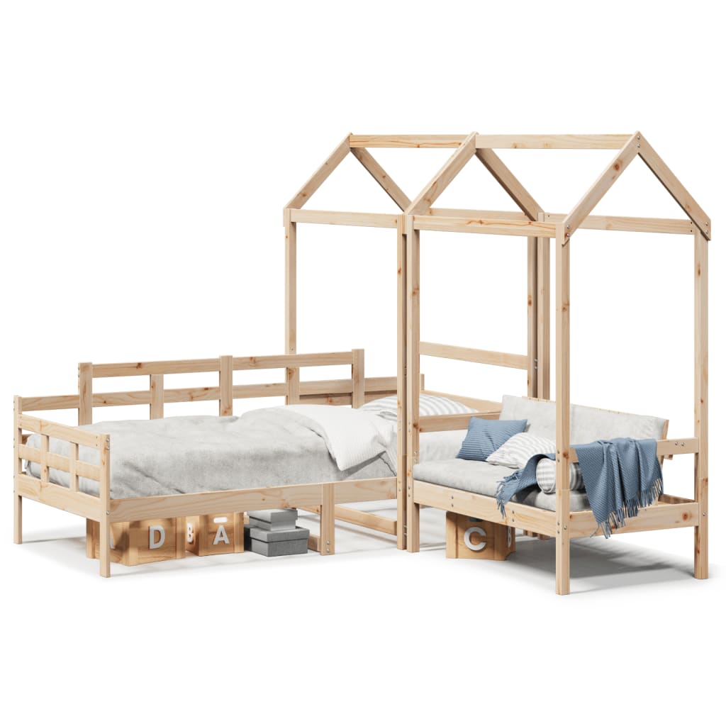 Set Dormeuse e Panca con Tetto 90x190cm Legno Massello di Pino 3282310