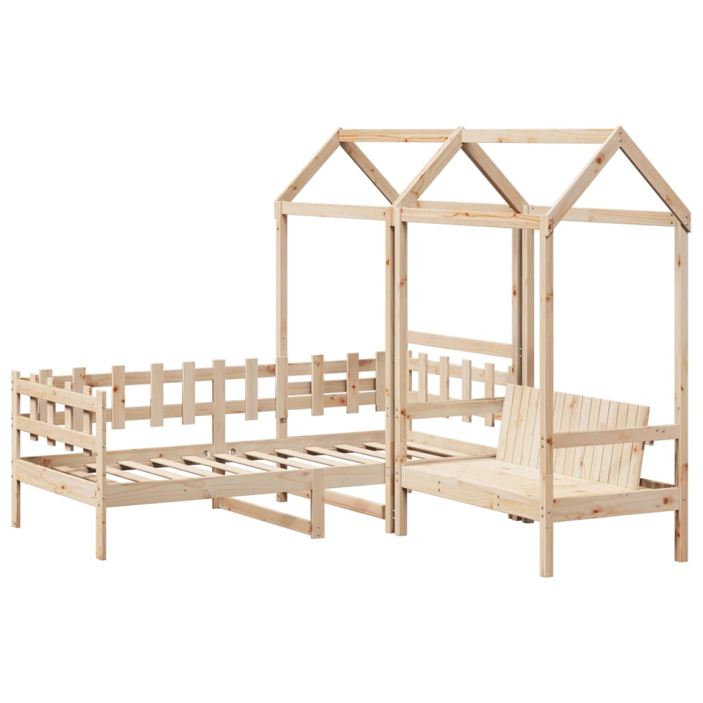 Set Dormeuse e Panca con Tetto 90x200cm Legno Massello di Pino 3282320