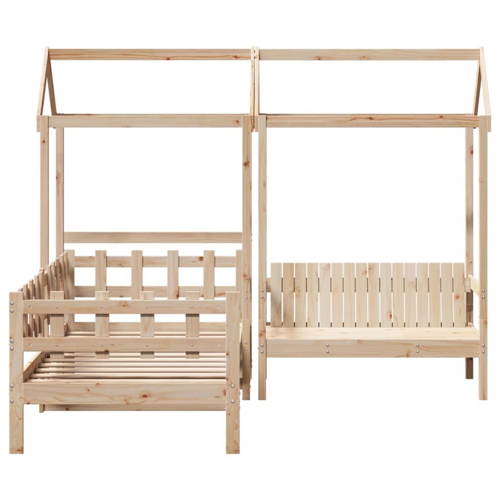 Set Dormeuse e Panca con Tetto 90x200cm Legno Massello di Pino 3282320