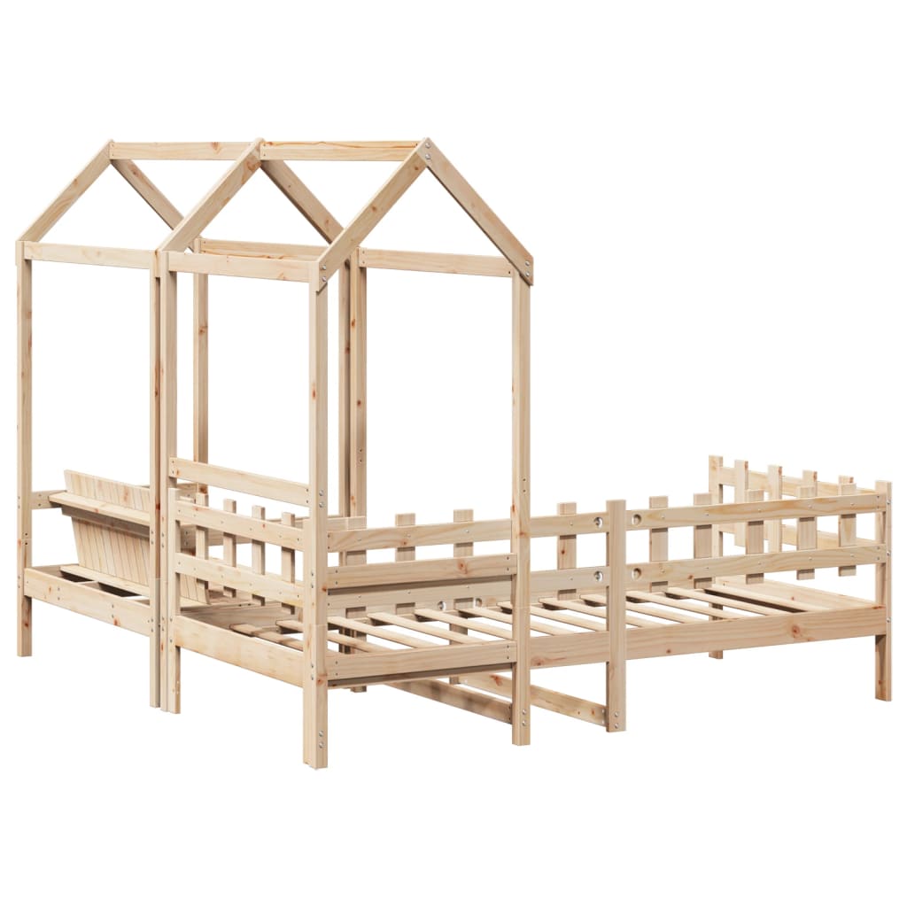 Set Dormeuse e Panca con Tetto 90x200cm Legno Massello di Pino 3282320