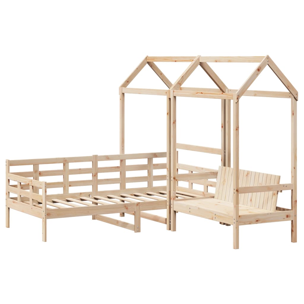 Set Dormeuse e Panca con Tetto 90x200cm Legno Massello di Pino 3282330