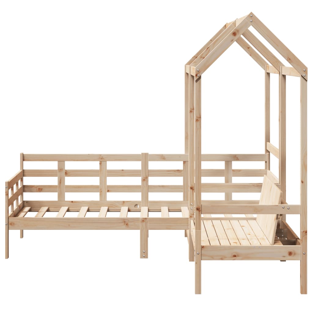 Set Dormeuse e Panca con Tetto 90x200cm Legno Massello di Pino 3282330