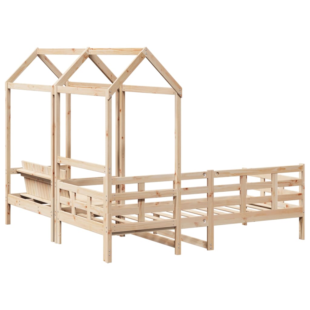 Set Dormeuse e Panca con Tetto 90x200cm Legno Massello di Pino 3282330