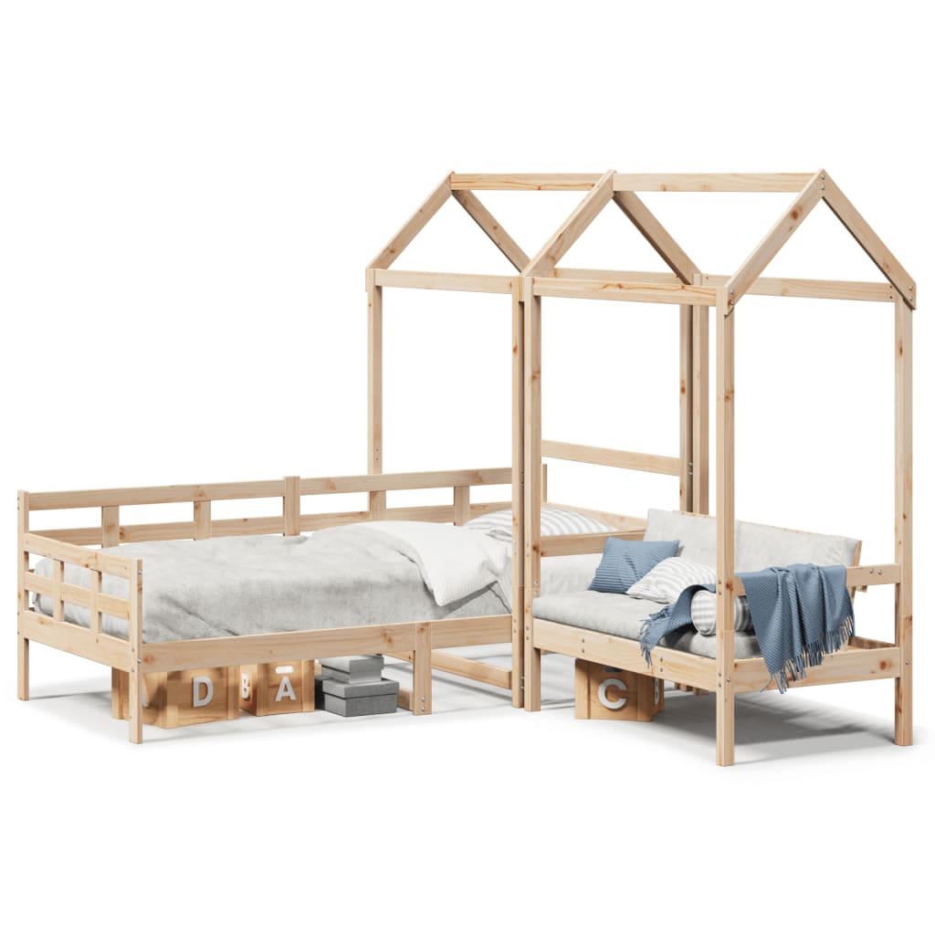 Set Dormeuse e Panca con Tetto 90x190cm Legno Massello di Pino 3282334