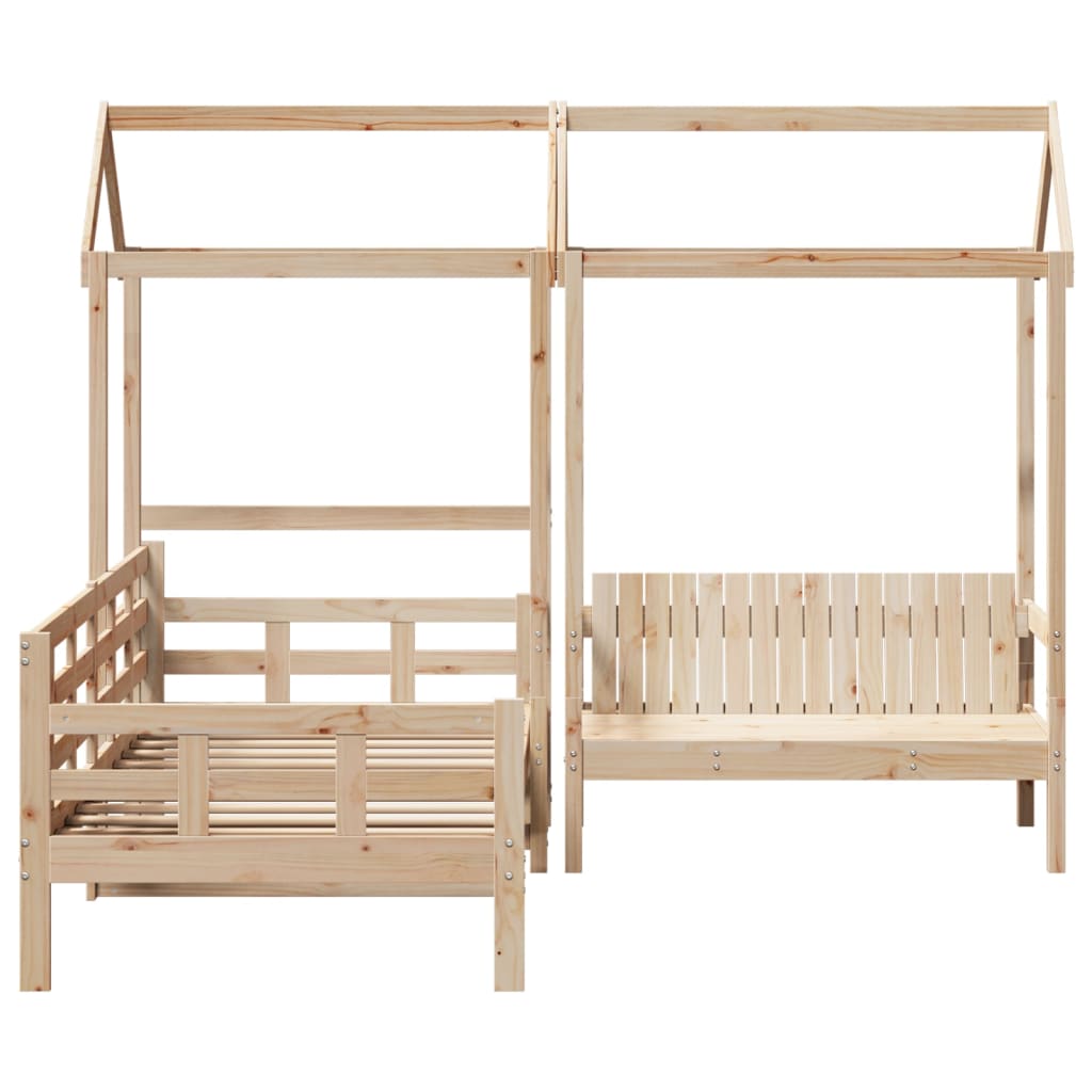 Set Dormeuse e Panca con Tetto 90x190cm Legno Massello di Pino 3282334