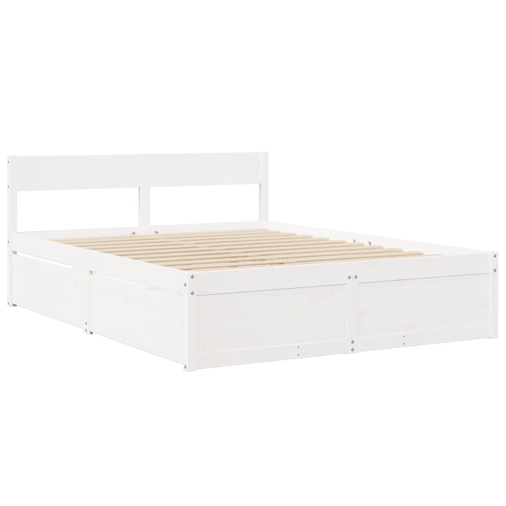 Letto senza Materasso Bianco 150x200 cm Legno Massello di Pino 3282346