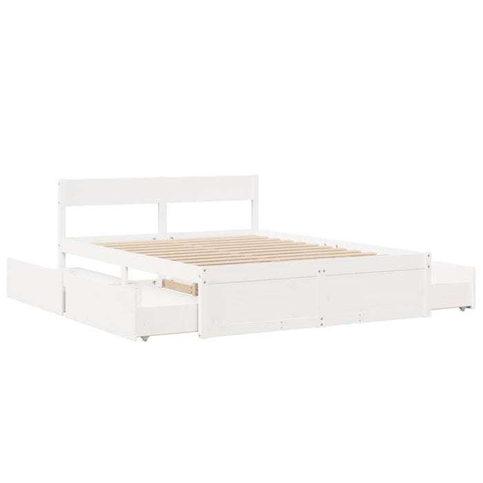 Letto senza Materasso Bianco 150x200 cm Legno Massello di Pino 3282346