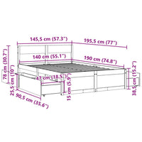 Giroletto con Cassetti 140x190 cm in Legno Massello di Pino 3282354