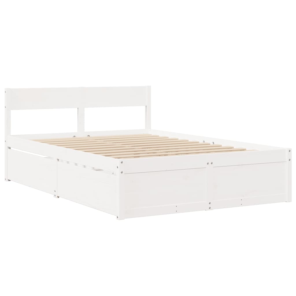 Letto senza Materasso Bianco 140x190 cm Legno Massello di Pino 3282355