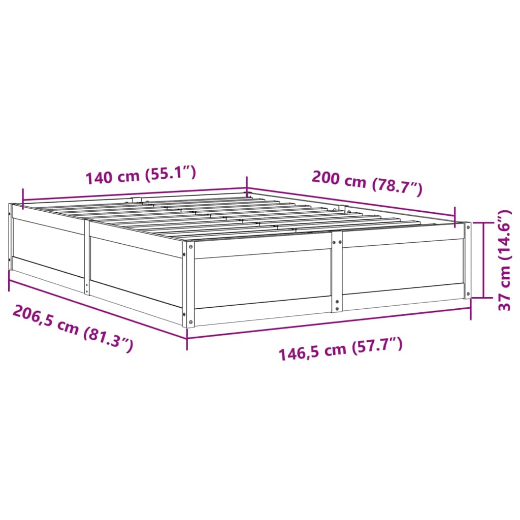 Giroletto Bianco 140x200 cm in Legno Massello di Pino 3282376